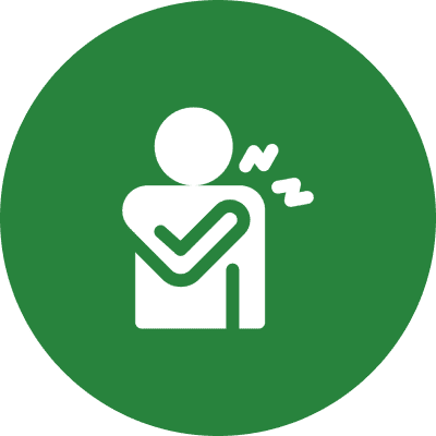 A green circle with an icon of a person holding something