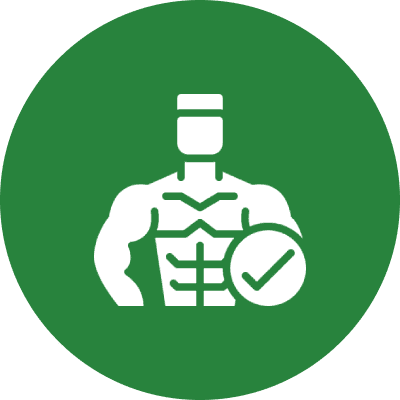 A green circle with a picture of a man in the middle