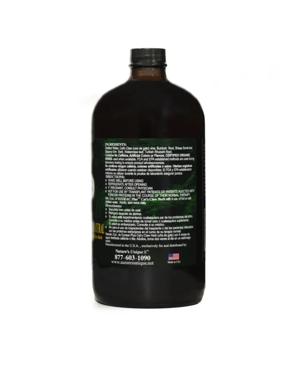 A bottle of liquid with a label on it.