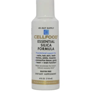 A bottle of cellfood essential silica formula.