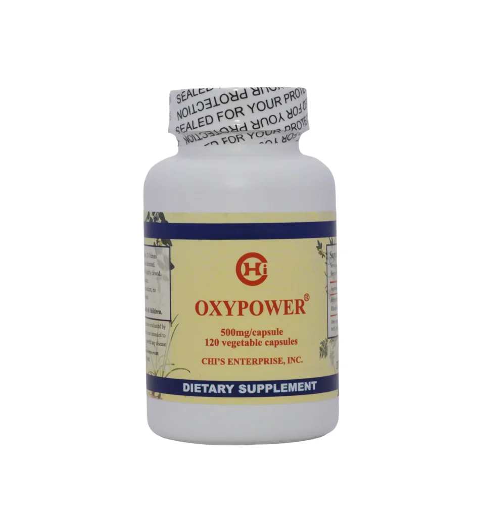 A bottle of oxypower is shown.