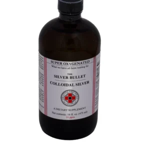 A bottle of colloidal silver is shown.