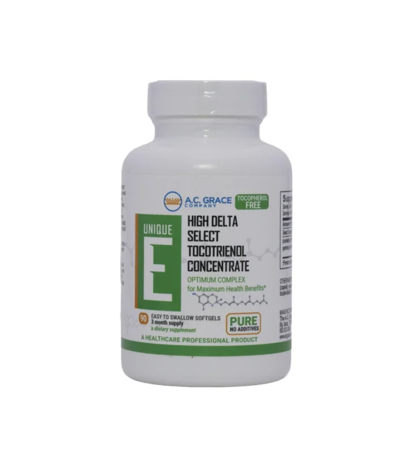 A bottle of vitamin e is shown.
