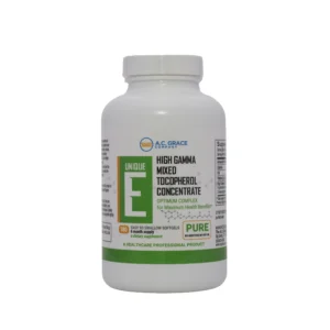 A bottle of vitamin e is shown.