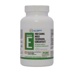 A bottle of vitamin e is shown.